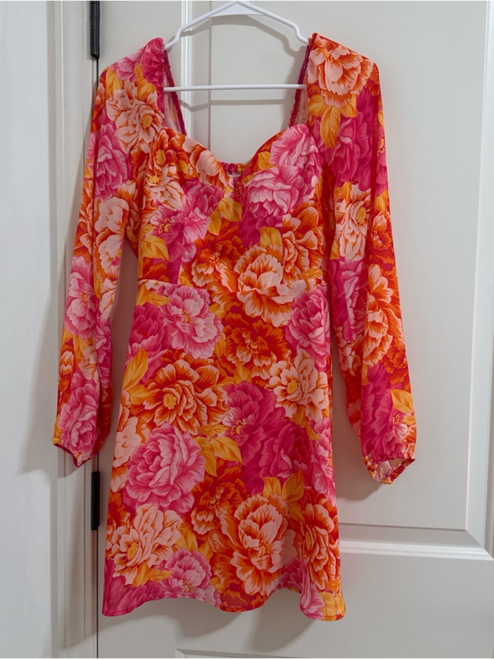 Steve Madden Pink & Orange Floral Long-Sleeve Mini Dress